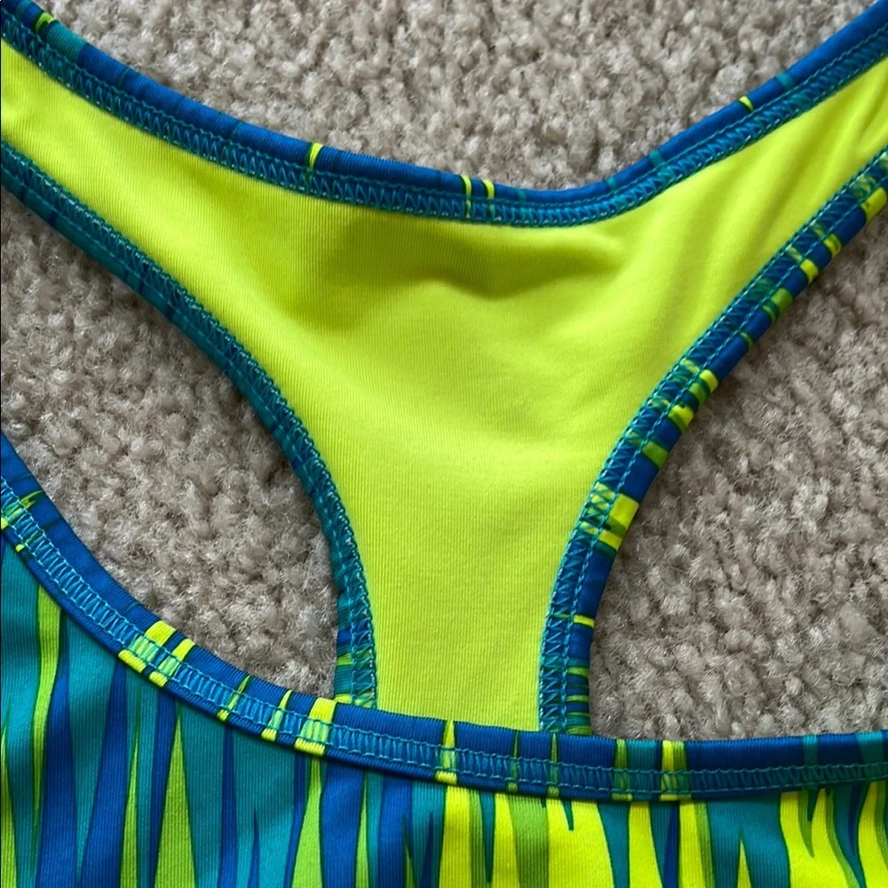 Vibrant Blue and Yellow Women's Sports Bra